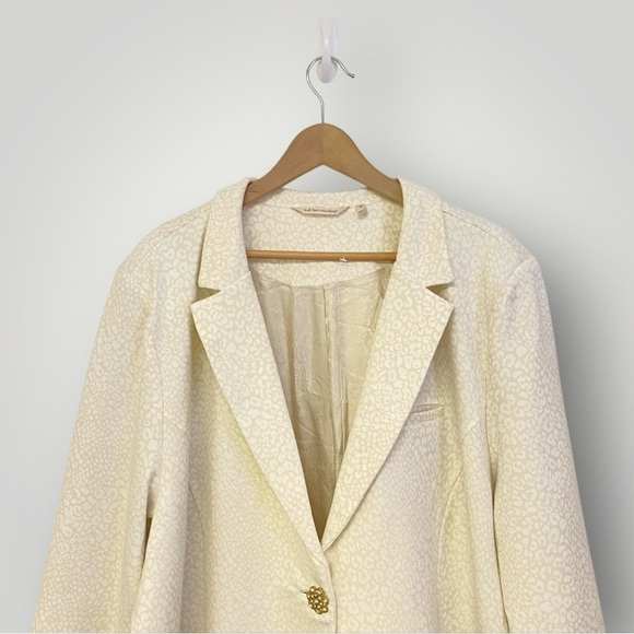 Soft Surroundings Cream Leontine Leopard Blazer Jeweled Buttons Sz 3X - Picture 3 of 12